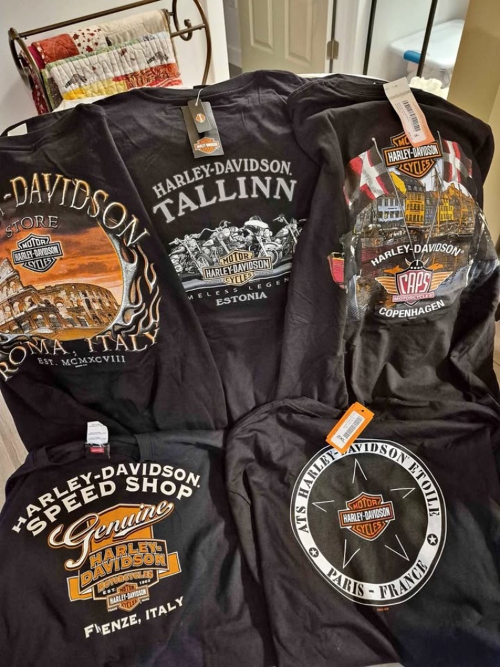 Harley Davidson T-shirts- 46, all New! can be sold by a Lot or all as a bundle